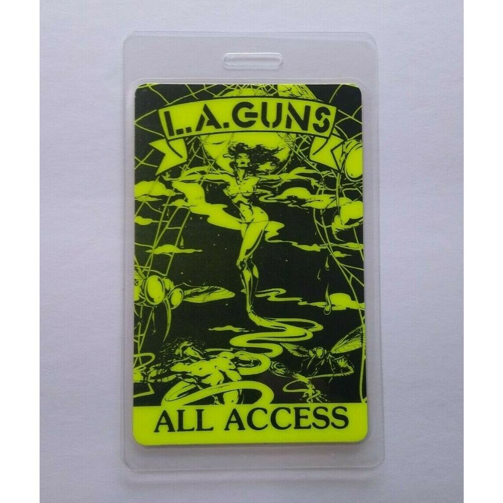L.A. Guns BackStage Pass Original 1989 Hard Rock Heavy Metal Music Day Glow NOS